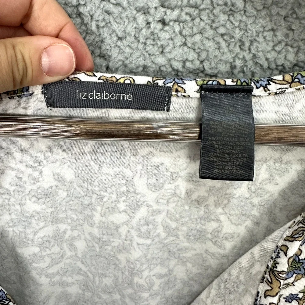 Liz Claiborne Top Women 3X Floral Gathered Dainty Ditzy boho cottagecore vtg 90s - Picture 3 of 7